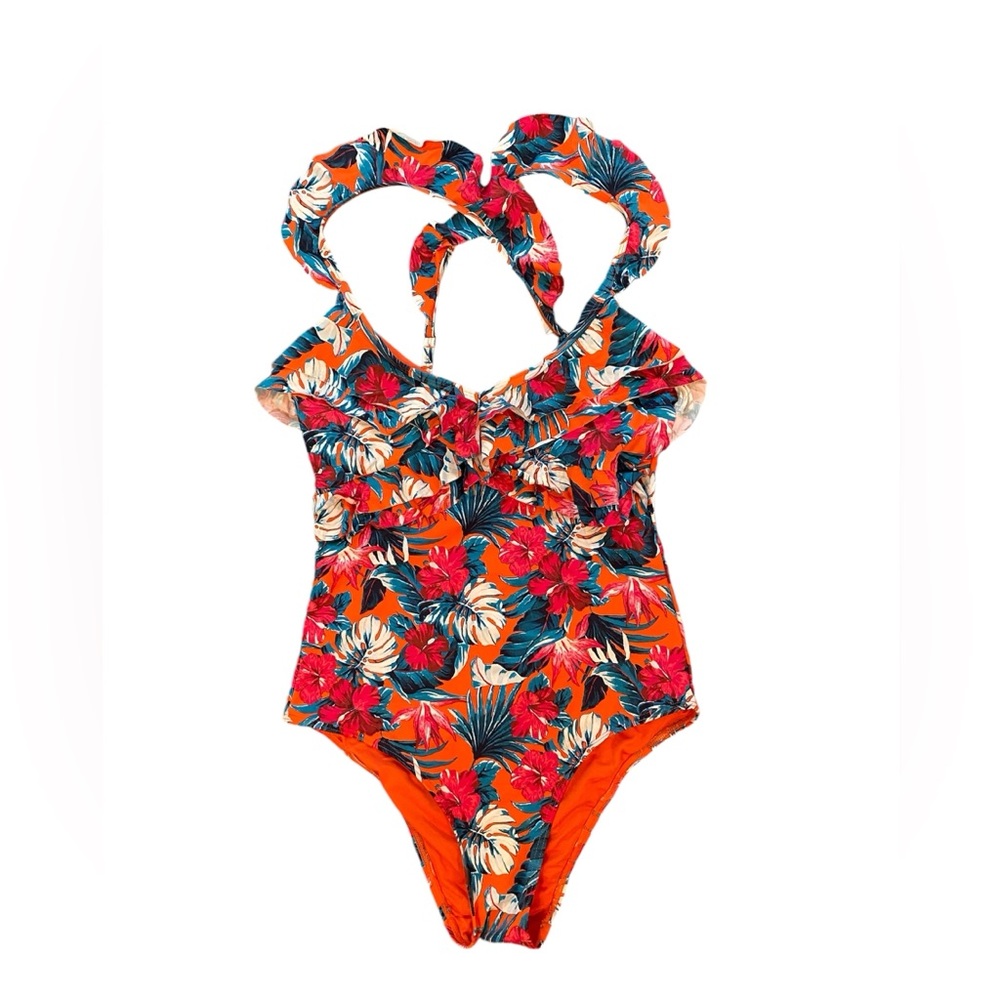 Tart Collections Peyton One Piece Ruffle Floral Swim Suit  Medium - Women